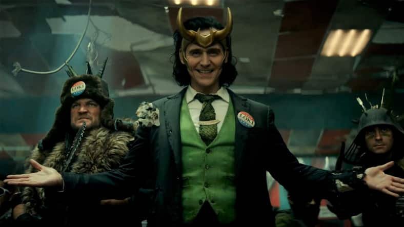 A scene from Loki, played by Tom Hiddleston. 
