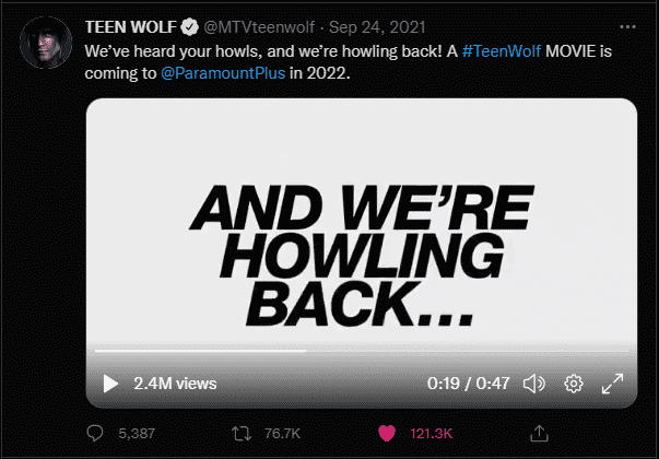 The Teen Wolf Movie Announcement Tweet