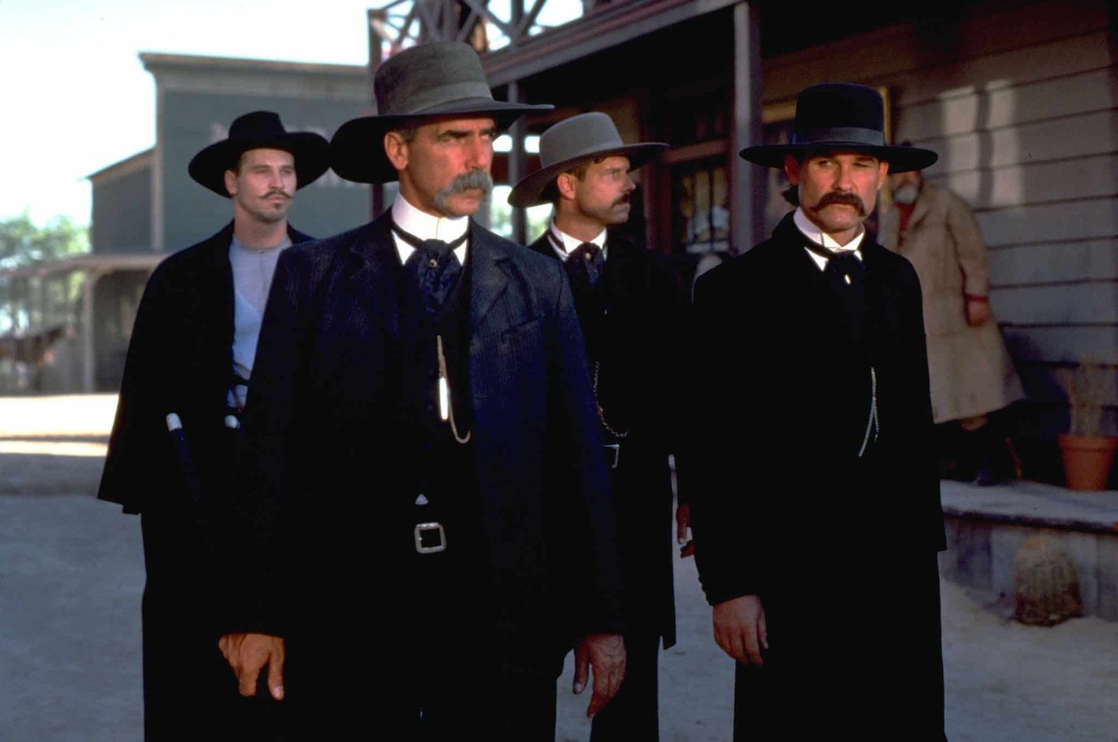 Val Kilmer, Sam Elliott, Kurt Russell, and Bill Paxton in Tombstone (1993)