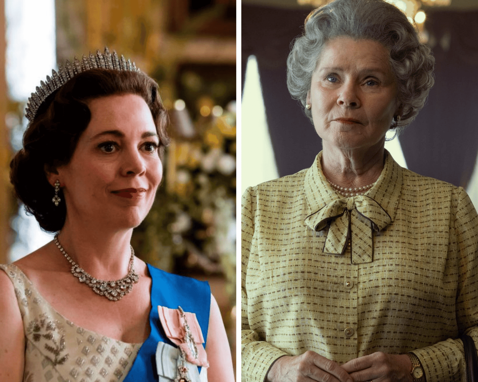 The Crown Season 5 Cast - Olivia Colman and Imelda Staunton as Queen Elizabeth II